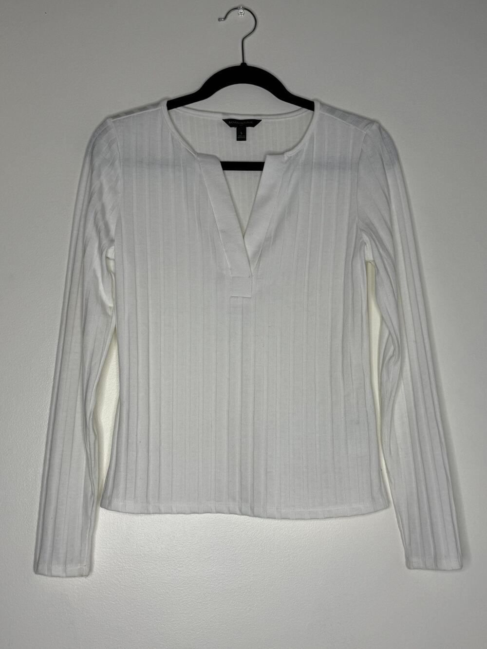BANANA REPUBLIC White Ribbed Pullover